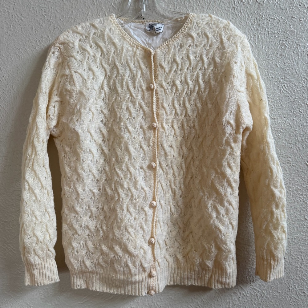 Vintage wool ivory button up cardigan